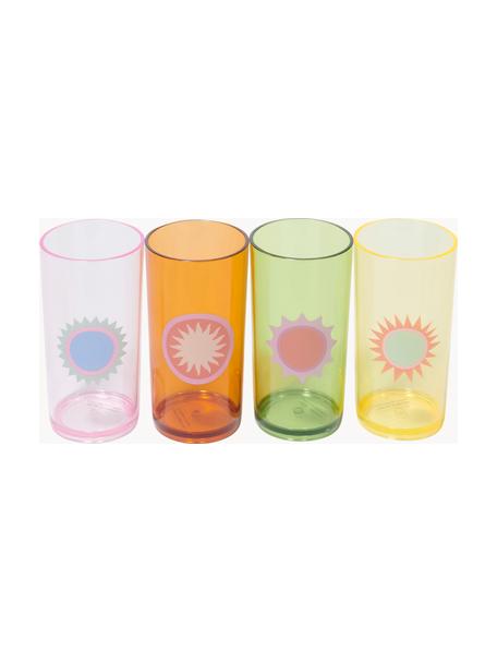 Gaterglazen Rio Sun, set van 4, Kunststof, Meerkleurig, tie-dye-look, Ø 7 x H 14 cm, 300 ml