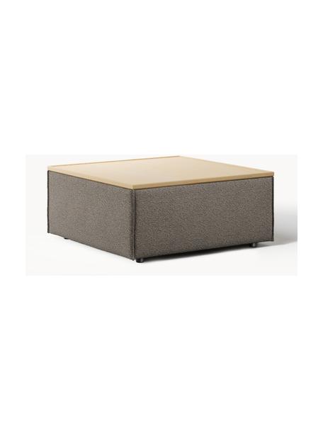 Sofa-Hocker Lennon aus Bouclé mit Stauraum, Bezug: Bouclé (80 % Polyester, 2, Tablett: Eichenholz, Spannplatte m, Gestell: Spanplatte, mitteldichte , Bouclé Greige, helles Eichenholz, B 88 x T 88 cm