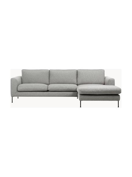 Sofá rinconera Cucita (3 plazas), Tapizado: tejido (100% poliéster) A, Estructura: madera de pino maciza, Patas: metal pintado, Tejido gris, An 262 x F 163 cm, chaise longue izquierda