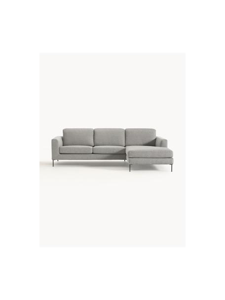 Sofa narożna Cucita (3-osobowa), Tapicerka: tkanina (100% poliester) , Nogi: metal lakierowany Materia, Szara tkanina, S 262 x G 163 cm, prawostronna