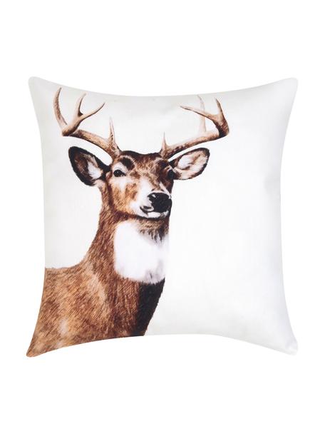 Povlak na polštář Dasher s motivem jelena, Bavlna, Hnědá, bílá, Š 40 cm, D 40 cm