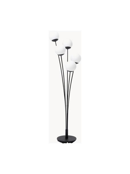 Lámpara de pie Five Balls, Estructura: metal recubierto, Cable: plástico, Negro, blanco, Al 158 cm