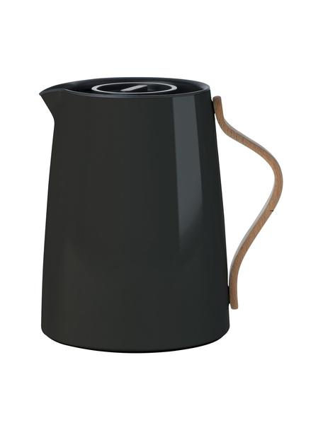 Teiera lucida Emma, 1 L, Rivestimento: smalto, Manico: legno di faggio, Nero lucido, 1 L