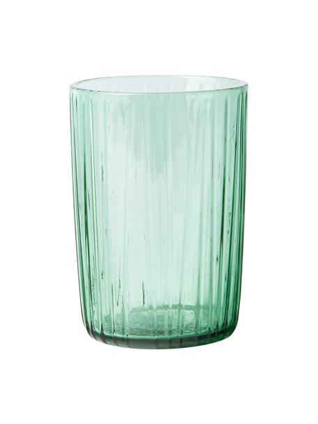 Bicchiere acqua con superficie scanalata Kusintha 4 pz, Vetro, Verde, Ø 7 x Alt. 10 cm