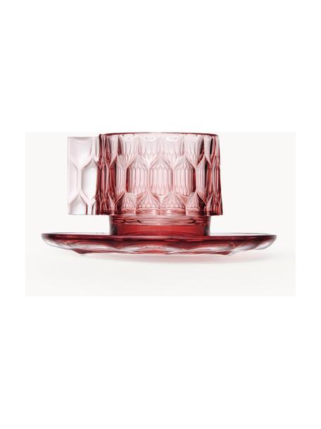 Tasses à café avec sous-tasses Jellies, 4 pièces, Plastique, Rose, Ø 6 x haut. 7 cm, 90 ml