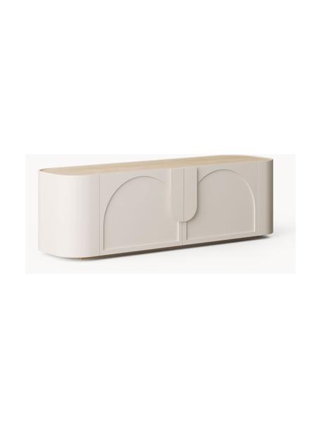 Lowboard Aida, Gestell: Massives Eschenholz Diese, Hellbeige, Eschenholz, B 160 x H 50 cm