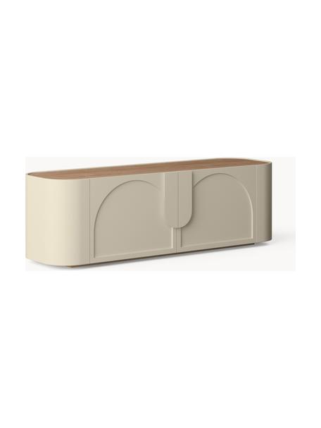 Lowboard Jodie, Gestell: Massives Eschenholz Diese, Hellbeige, Eschenholz, B 160 x H 50 cm