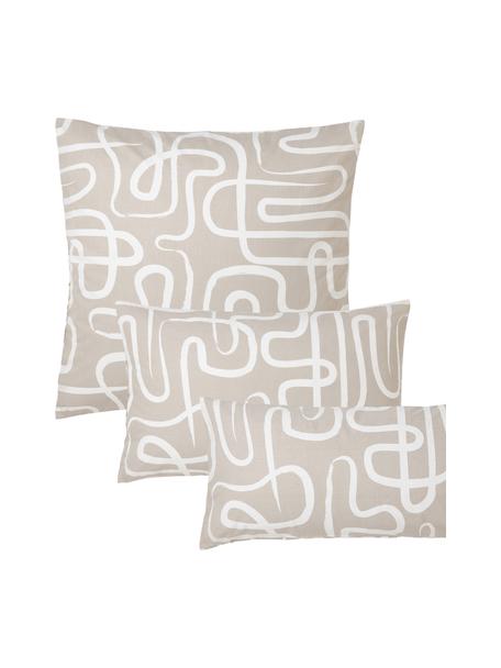 Taie d'oreiller en percale de coton Malu, Beige, blanc, larg. 50 x long. 70 cm