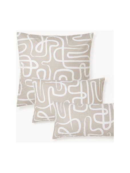 Funda de almohada de algodón Malu, Beige claro, blanco, An 50 x L 70 cm