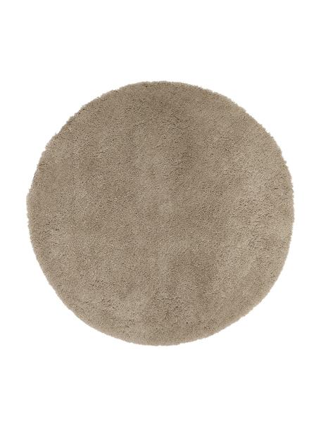 Okrągły puszysty dywan z wysokim stosem Leighton, Beżowo-brązowy, Ø 120 cm (Rozmiar S)