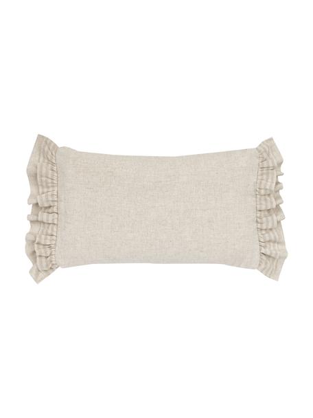 Federa arredo beige con volant Colette, 60% poliestere, 25% cotone, 15% lino, Beige, Larg. 30 x Lung. 50 cm