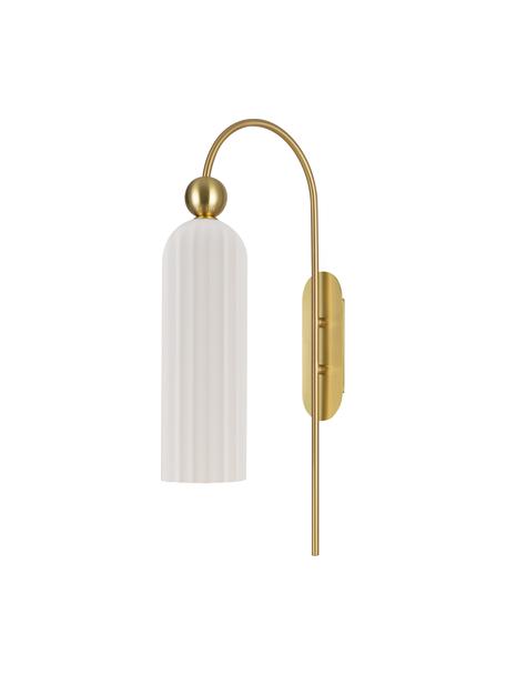 Aplique Antic, Pantalla: vidrio, Estructura: metal recubierto, Latón, blanco, Ø 10 x Al 30 cm