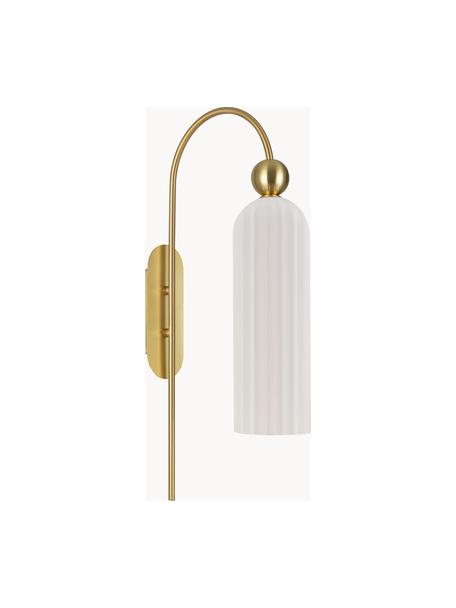 Wandlamp Antic, Lampenkap: glas, Goudkleurig, wit, Ø 10 x H 30 cm