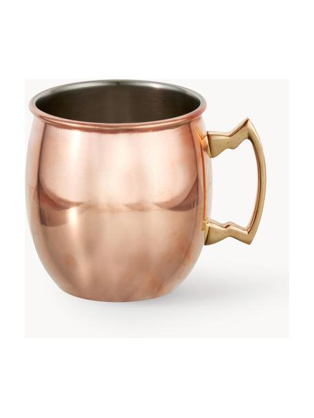 Hrnček na Moscow Mule s hladkým povrchom Shiny, Oceľ pokrytá meďou, Bledoružová s metalízovým povrchom, Ø 9 x V 10 cm, 450 ml