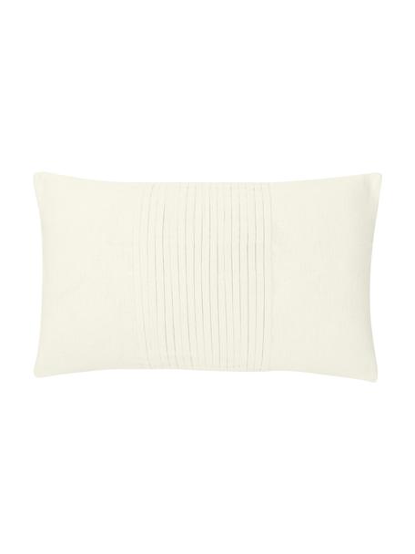Housse de coussin en lin blanche rectangulaire Dalia, 51 % lin, 49 % coton, Blanc, larg. 30 x long. 50 cm