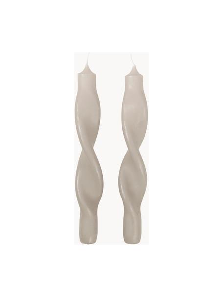 Gedraaide kaarsen Twist, 2 stuks, Was, Lichtbeige, H 23 cm