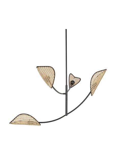 Lámpara de techo grande con tejido vienés Freja, Estructura: metal con pintura en polv, Anclaje: metal con pintura en polv, Negro, marrón claro, An 112 x Al 89 cm