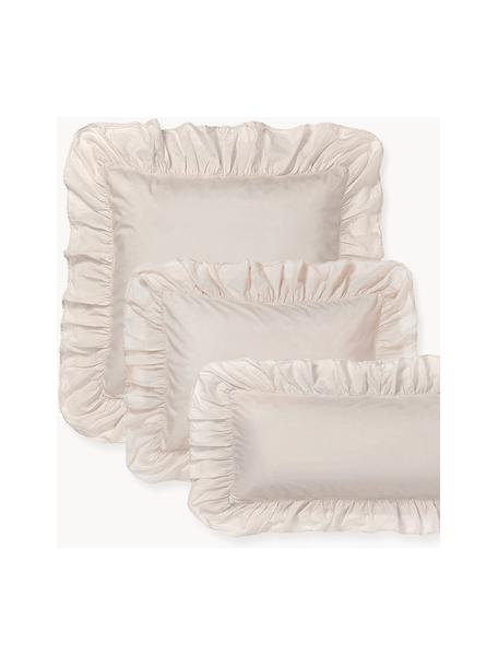 Funda de almohada de algodón lavado con volantes Louane, Beige claro, An 50 x L 70 cm