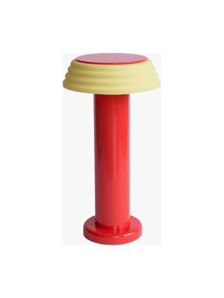 Lampada da tavolo piccola portatile a LED con luce regolabile PL1, Paralume: silicone, Struttura: metallo rivestito, Rosso, giallo chiaro, Ø 13 x Alt. 24 cm