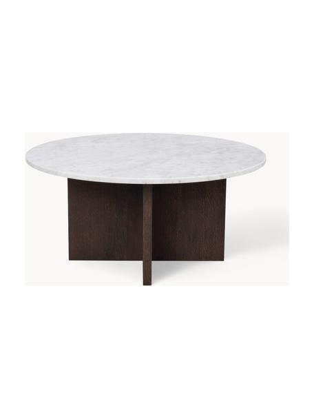 Okrągły stolik kawowy z marmuru Brooksville, Blat: marmur, Stelaż: płyta pilśniowa średniej , Biały, marmurowy, drewno naturalne, Ø 90 cm
