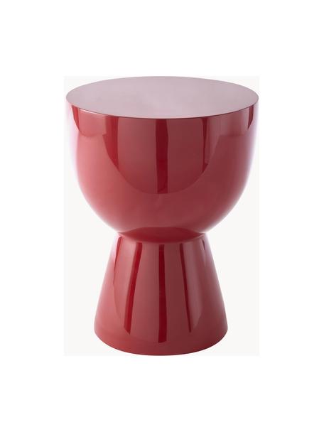 Kulatý odkládací stolek Tam Tam, Lakovaná umělá hmota, Vínově červená, Ø 36 cm, V 46 cm