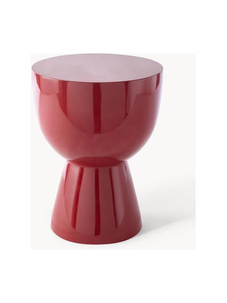 Tavolino rotondo Tam Tam, Plastica laccata, Rosso vino, Ø 36 x Alt. 46 cm