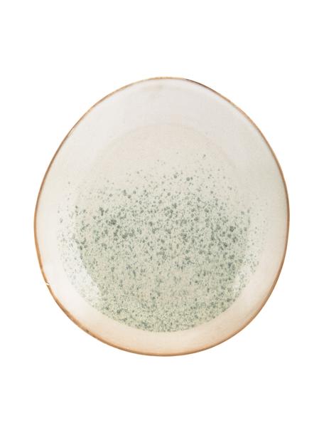 Ručne vyrobený raňajkový tanier v retro štýle 70's, 2 ks, Kamenina, Zelená, krémová, Ø 22 cm