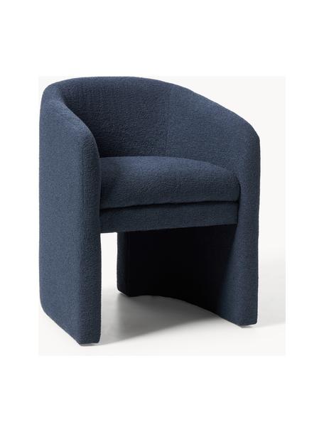 Fauteuil bouclé Mairo, Tissu bouclé bleu foncé, larg. 63 x prof. 63 cm