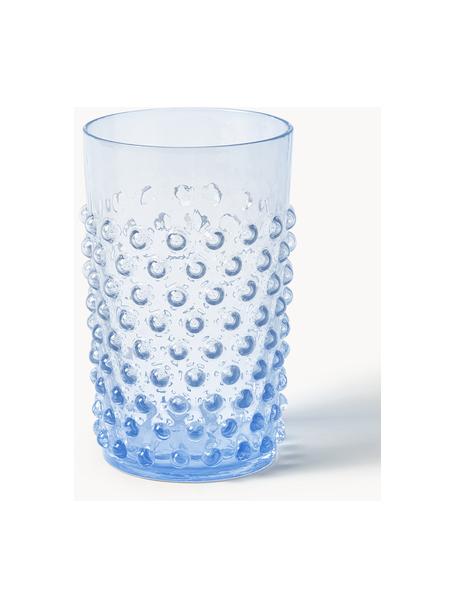 Mundgeblasene Wassergläser Hobnail, 6 Stück, Glas, mundgeblasen, Blau, transparent, Ø 7 x H 11 cm, 200 ml