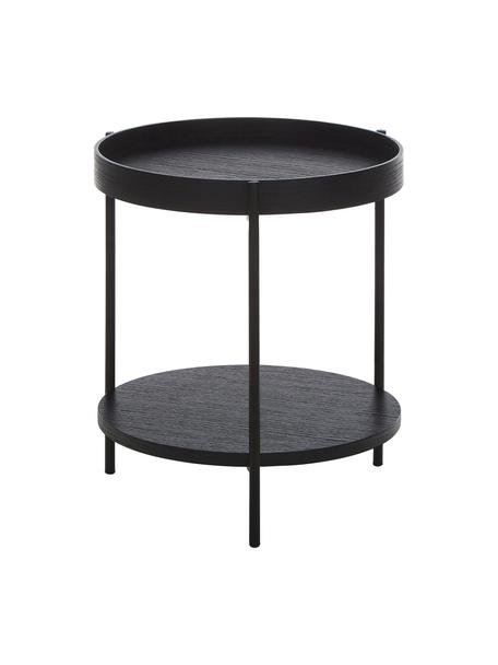Dřevěný odkládací stolek Renee, Černá, Ø 44 cm, V 49 cm