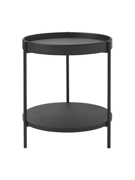 Table d'appoint ronde avec rangement Renee, Noir, Ø 44 x haut. 49 cm