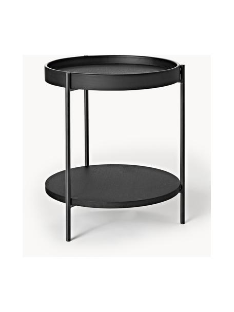 Tavolino in legno nero Renee, Ripiani: pannello di fibra a media, Struttura: metallo verniciato a polv, Nero, Ø 44 x Alt. 49 cm