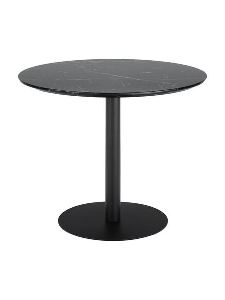 Okrągły stół do jadalni z imitacją marmuru Karla, Blat: płyta pilśniowa średniej , Czarny z imitacją marmuru, Ø 90 x W 75 cm