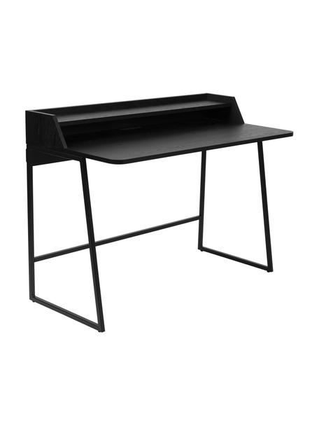 Psací stůl ze dřeva a kovu Giorgio, Dřevo, lakováno černou barvou, Š 120 cm, H 60 cm