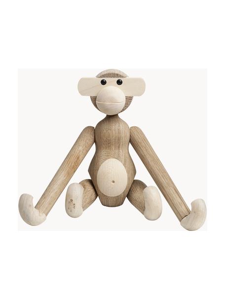 Ręcznie wykonana dekoracja z drewna dębowego Monkey, W 19 cm, Drewno dębowe, drewno klonowe z certyfikatem FSC, lakierowane, Drewno dębowe, drewno klonowe, S 20 x W 19 cm