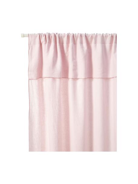 Cortinas semitransparente de lino con dobladillo Eleonara, 2 uds., 100% lino, Rosa claro, An 145 x L 260 cm