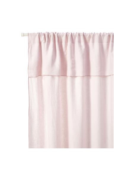 Tenda in lino semitrasparente con orlo a tunnel Eleonara 2 pz, 100% lino, Rosa chiaro, Larg. 145 x Lung. 260 cm