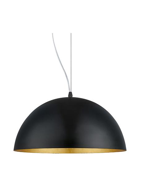 Hanglamp Brad met goudkleurige decoratie, Baldakijn: gepoedercoat metaal, Lampenkap: gepoedercoat metaal, Zwart, goudkleurig, Ø 38  x H 18 cm