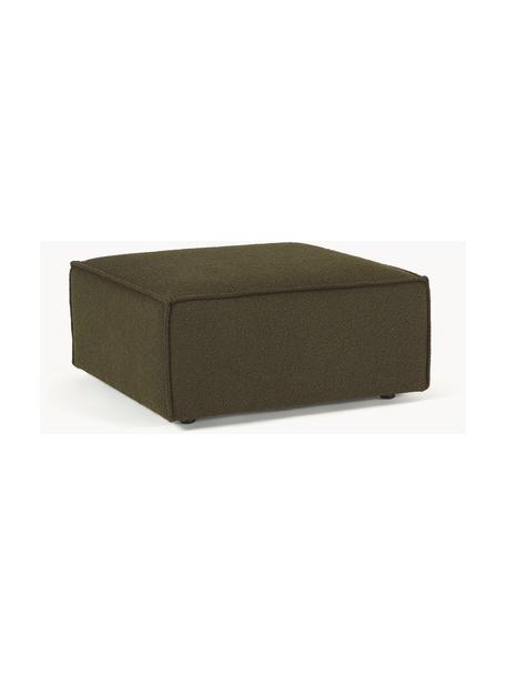 Sofa-Hocker Lennon aus Bouclé, Bezug: Bouclé (100 % Polyester) , Gestell: Massives Kiefernholz FSC-, Füße: Kunststoff, Bouclé Olivgrün, B 88 x T 88 cm