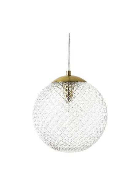 Kleine hanglamp Lorna van glas, Lampenkap: glas, Transparant, goudkleurig, Ø 25 cm