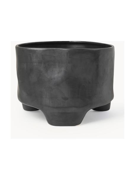 Cache-pot en grès Esca, haut. 24 cm, Grès cérame, Noir, Ø 34 x haut. 24 cm