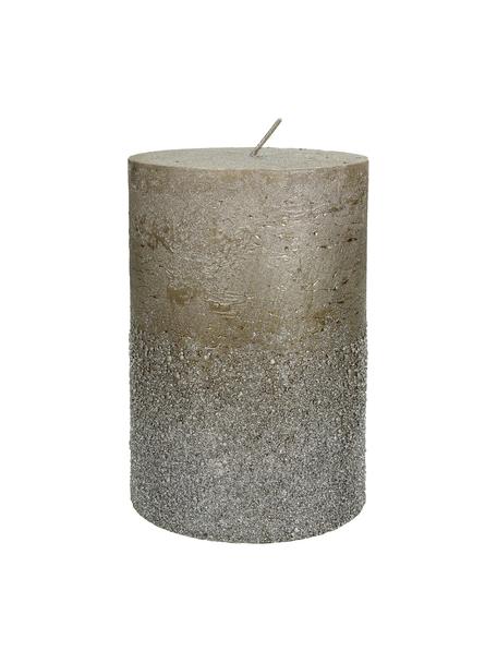 Stumpenkerze Glitters, Wachs, Grau, Ø 10 x H 15 cm