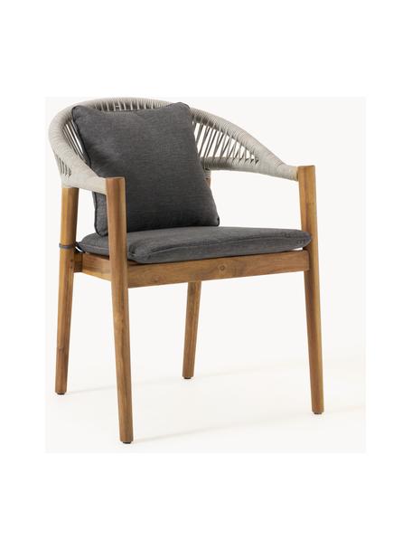 Zahradní židle z akáciového dřeva Malmö, 2 ks, Černá, tmavé dřevo, Š 60 cm, H 58 cm