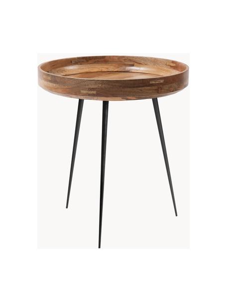 Stolik pomocniczy z drewna mangowego Bowl Table, Blat: drewno mangowe lakierowan, Nogi: stal malowana proszkowo, Drewno mangowe lakierowane na jasno, Ø 46 x 52 cm