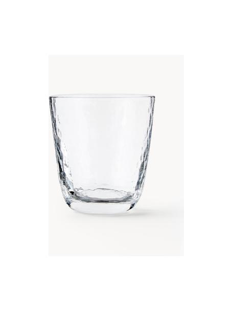 Vasos de vidrio soplado artesanalmente Hammered, 4 uds., Vidrio soplado artesanalmente, Transparente, Ø 9 x Al 10 cm, 250 ml