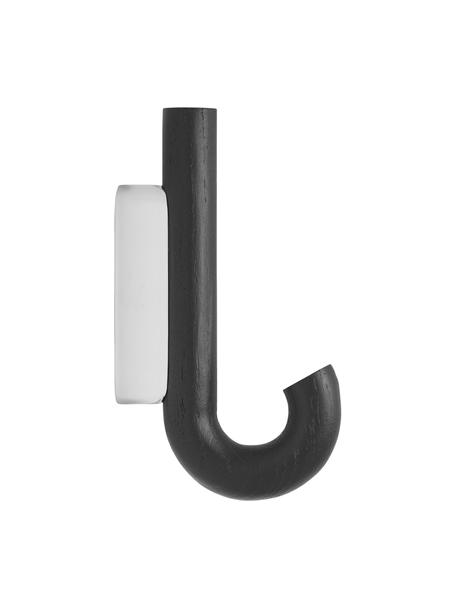 Eichenholz-Wandhaken Umbrella, in verschiedenen Grössen, Haken: Eichenholz, Schwarz, Silberfarben, B 6 x H 13 cm