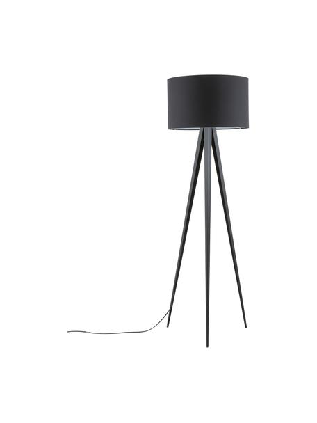 Lámpara de pie trípode Jake, estilo escandinavo, Pantalla: mezcla de algodón, Cable: plástico, Negro, Ø 50 x Al 154 cm
