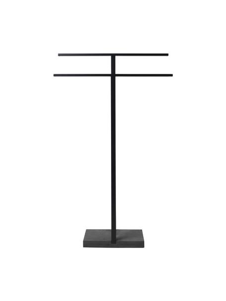 Portasciugamani in metallo Menoto, Asta: acciaio inossidabile rive, Nero, Larg. 50 x Alt. 86 cm