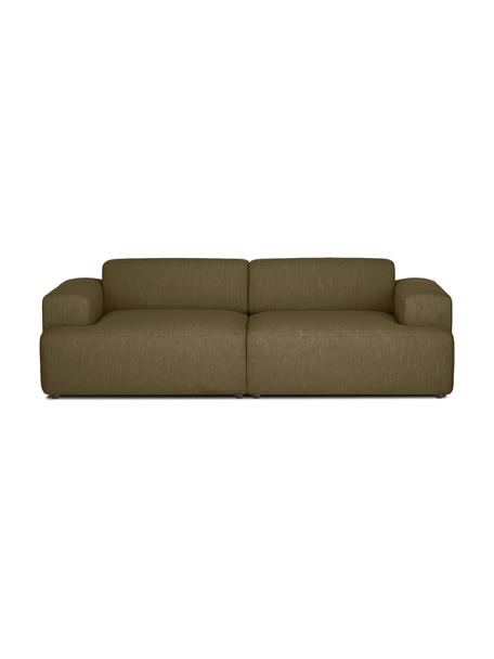 Divano 3 posti Melva, Rivestimento: 100% poliestre Con 35.000, Struttura: legno di pino massiccio, , Piedini: plastica, Tessuto verde oliva, Larg. 238 x Prof. 101 cm
