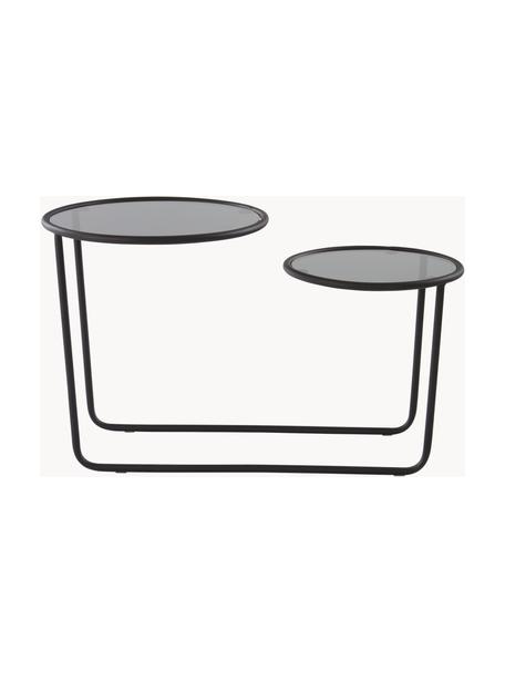 Beistelltisch Kallo mit zwei Tischplatten, Gestell: Eisen, pulverbeschichtet, Schwarz, Grau, transparent, B 81 x H 50 cm
